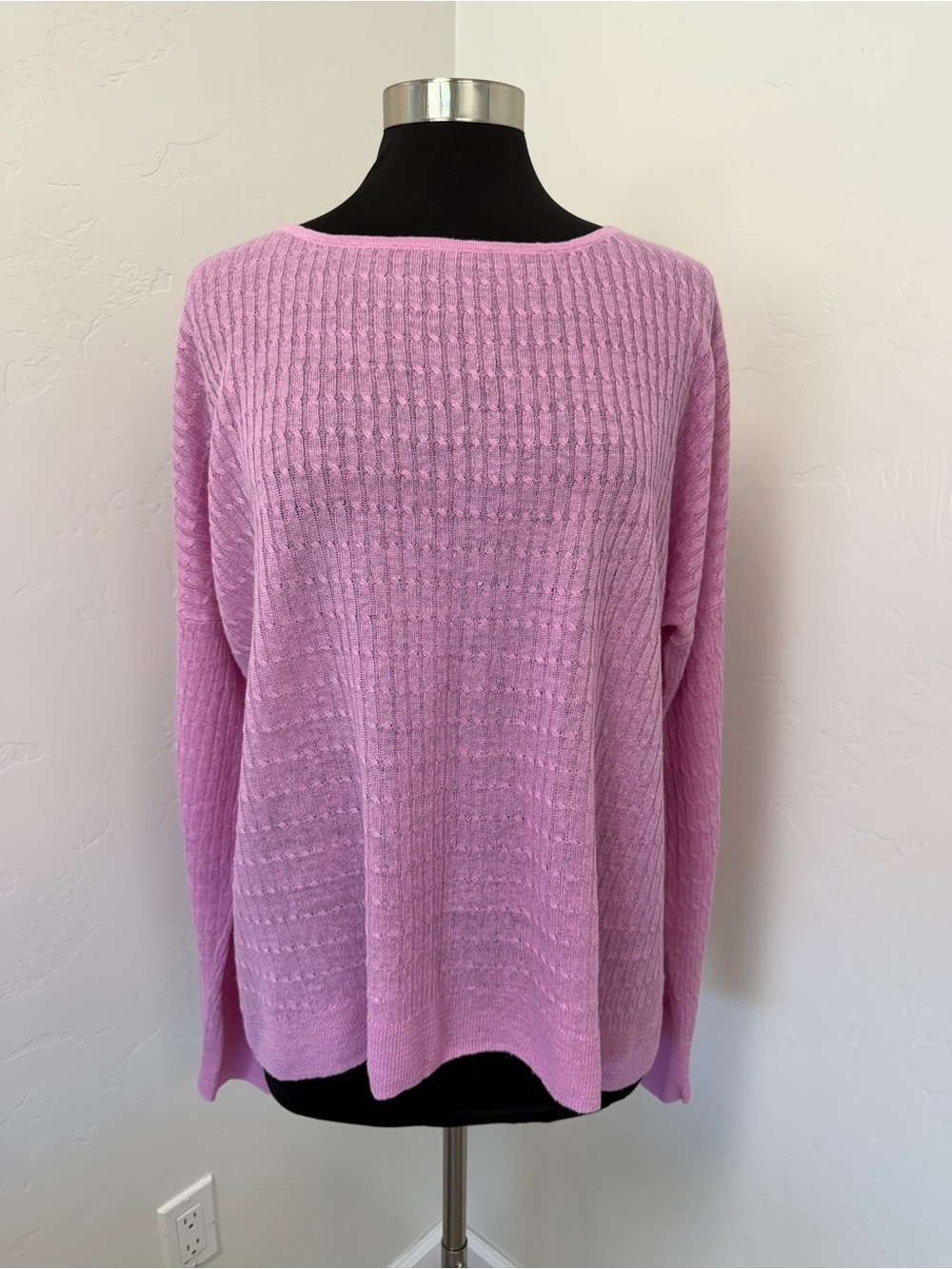 J. Crew Linen Pink Ribbed Boat-Neck Sweater Size XXL